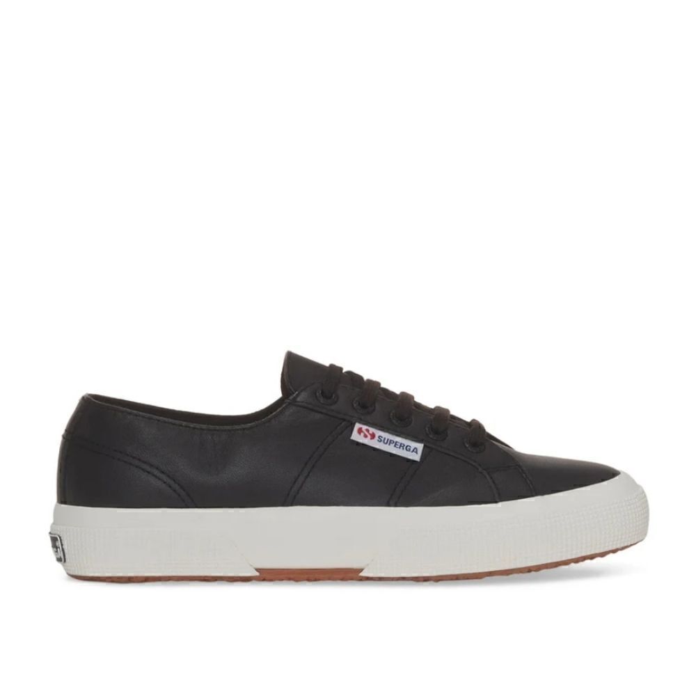 Superga Black Leather Classic Sneakers Shoes 7.5 women's